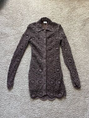 Lelis brown crochet dress